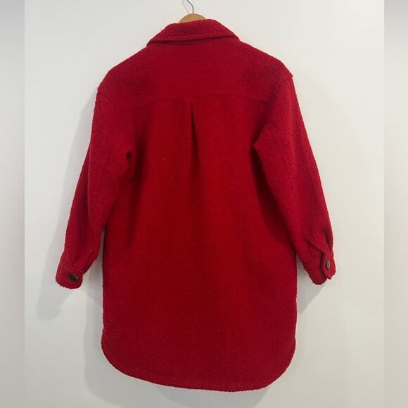 Old Navy Women's Robbie Red Wool Shacket Coat Button Down Utility XS - Picture 7 of 7